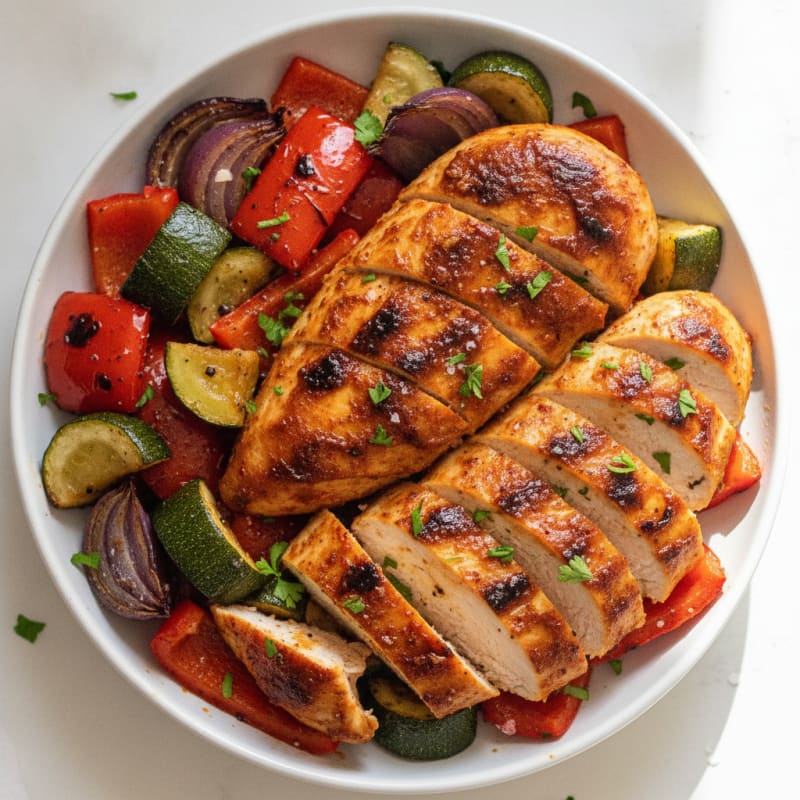 Spicy Harissa Chicken with Roasted Vegetables