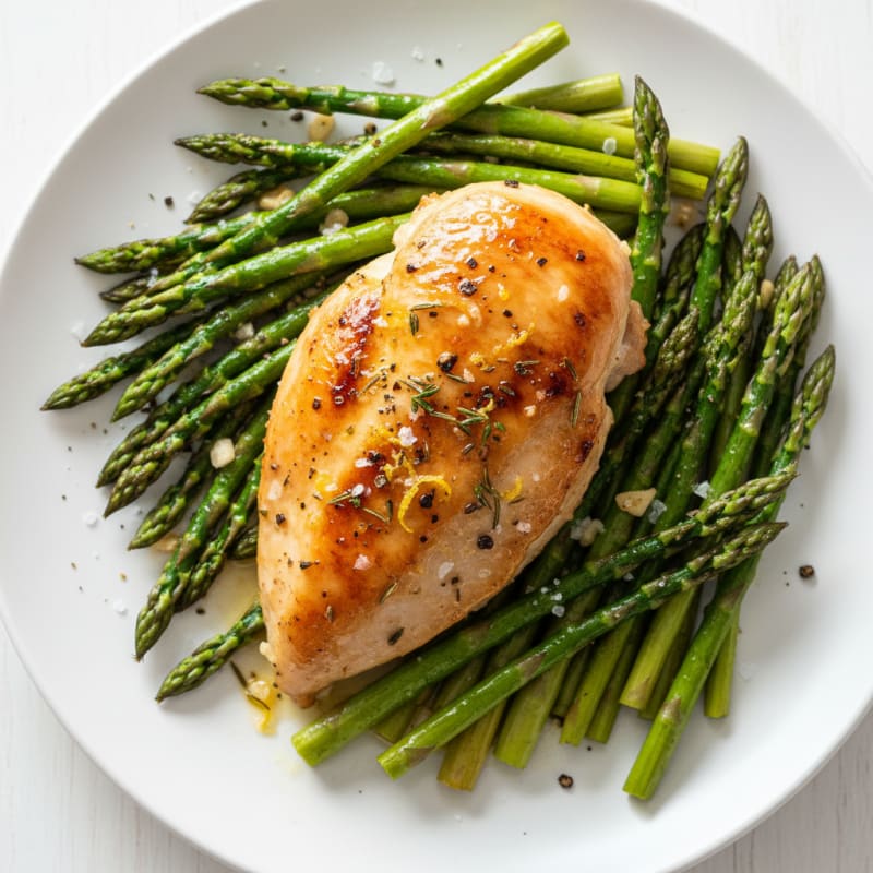 Lemon Herb Roasted Chicken with Asparagus