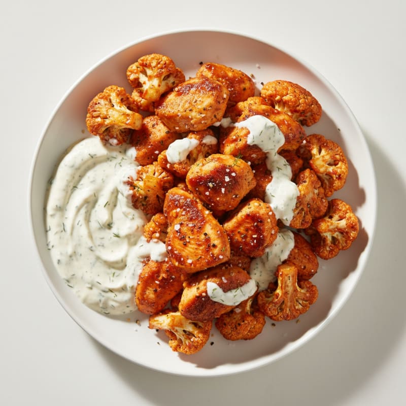 Crispy Buffalo Roasted Cauliflower Bites