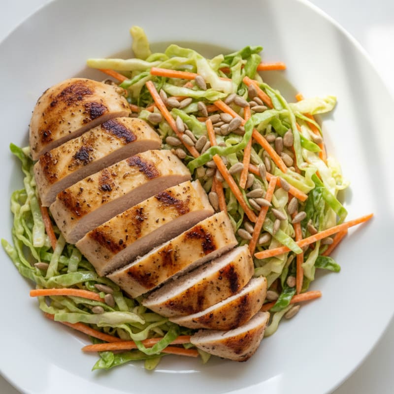 Grilled Chicken Breast with Crunchy Cabbage Slaw