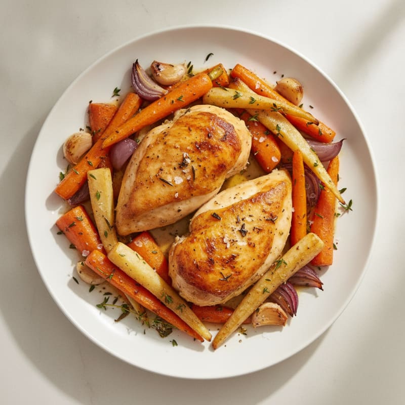 Garlic Herb Roasted Chicken with Root Vegetables