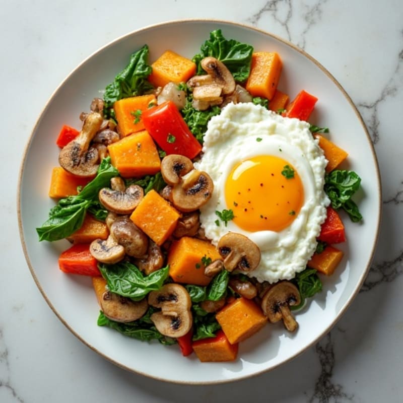 Egg White Veggie Scramble with Cottage Cheese