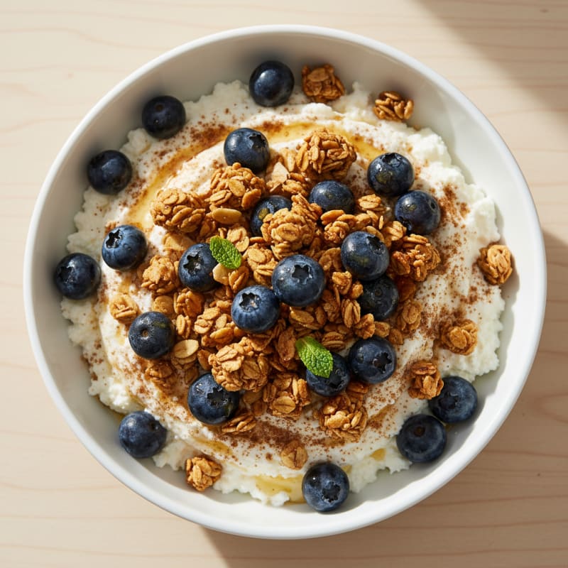 Sweet Cottage Cheese with Berries and Granola