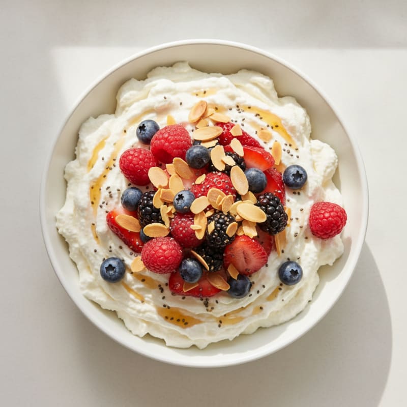 Greek Yogurt Protein Mousse with Mixed Berries