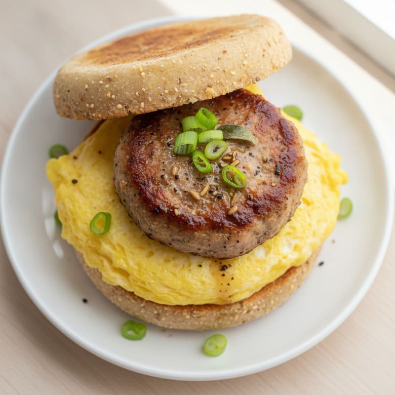 Turkey Sausage Egg English Muffin Sandwich