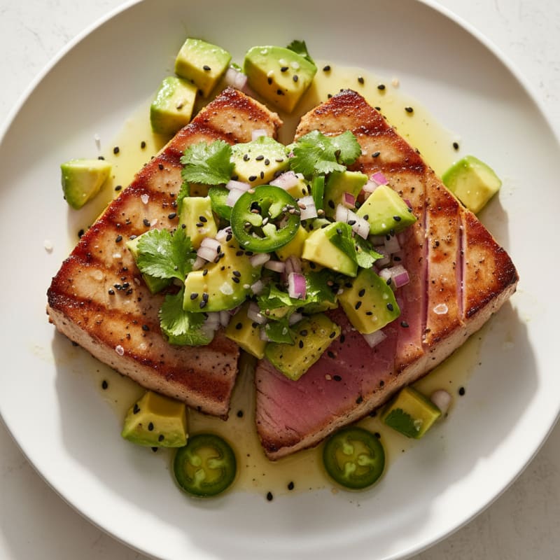 Pan-Seared Ahi Tuna with Avocado Salsa