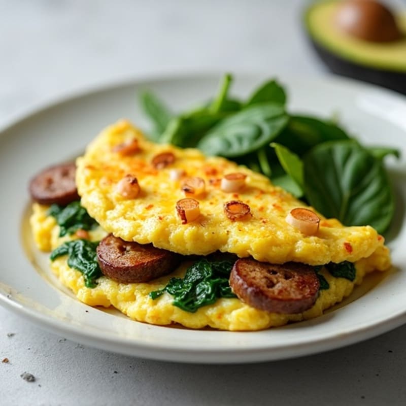 Egg White and Spinach Scramble with Turkey Sausage