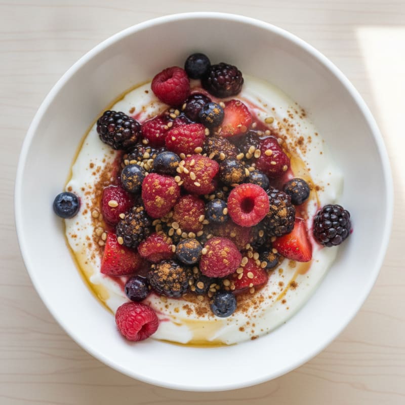 Warm Berry Greek Yogurt Protein Bowl