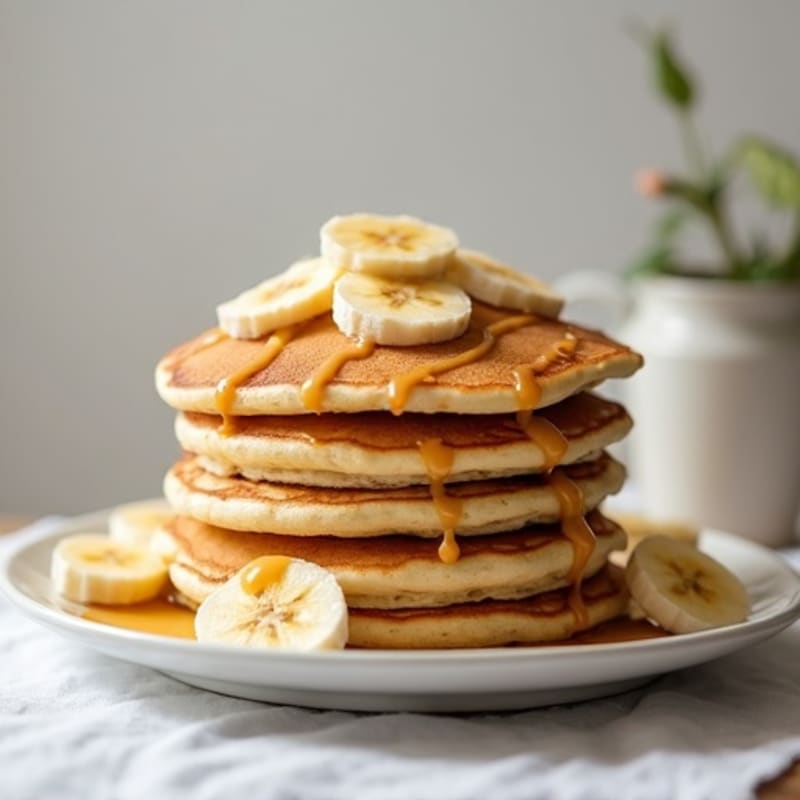 Cottage Cheese Banana Pancakes with Almond Butter Drizzle