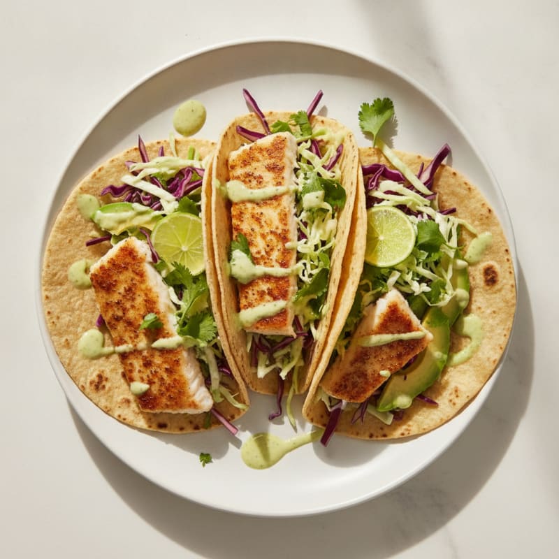Pan-Seared Tilapia Tacos with Zesty Slaw
