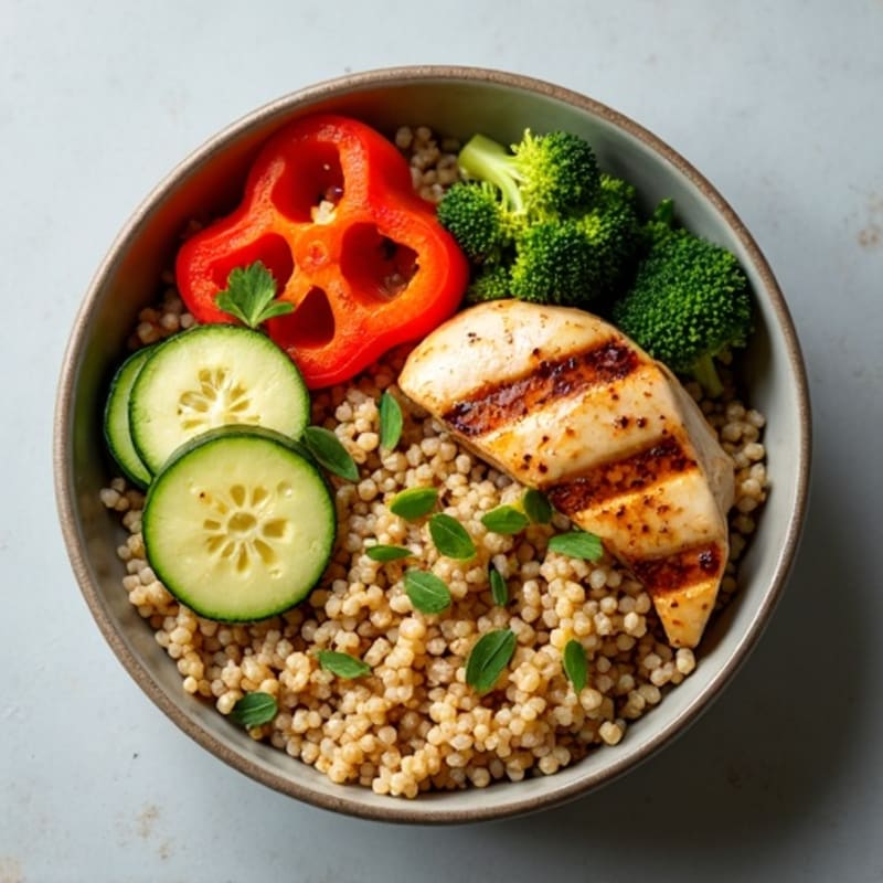 Grilled Chicken and Quinoa Bowl with Roasted Vegetables