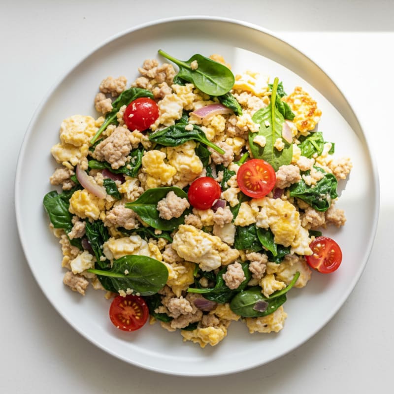 Egg White and Turkey Scramble with Spinach