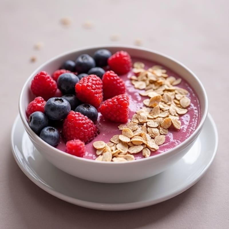 Silky Tofu Protein Smoothie Bowl with Berries and Pumpkin Seeds