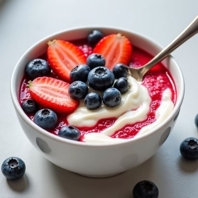 Creamy Vanilla Bean Protein Cheesecake Bowl with Fresh Berry Swirl