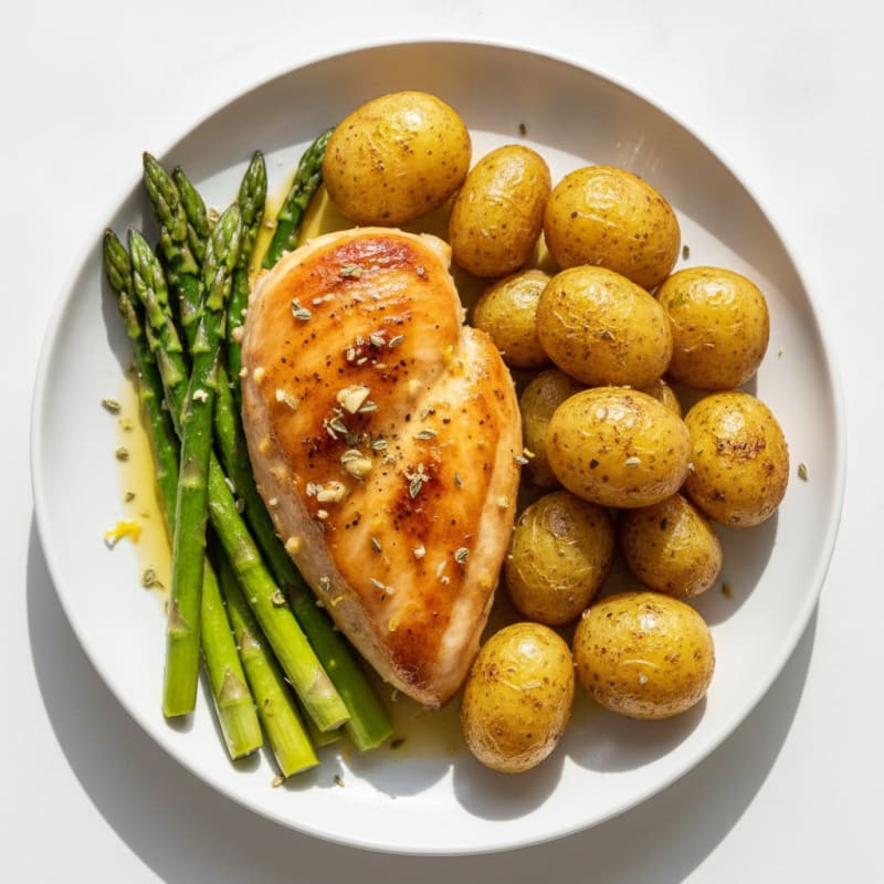 Lemon Herb Roasted Chicken with Asparagus