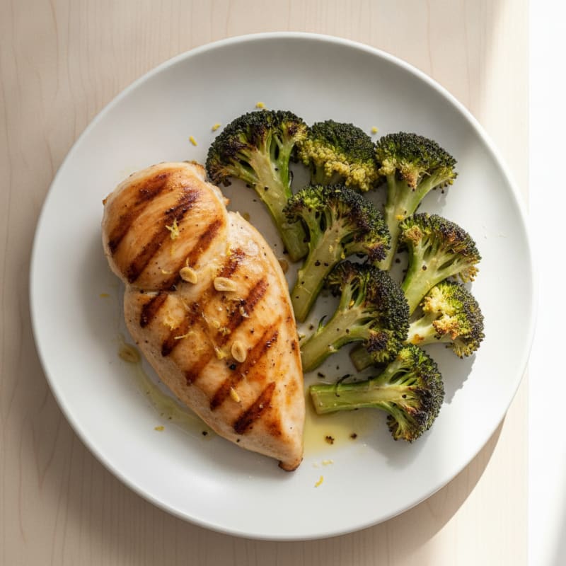 Grilled Chicken Breast with Roasted Broccoli