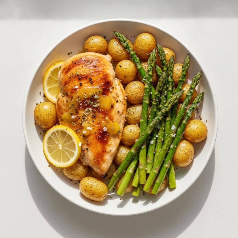 Lemon Herb Roasted Chicken with Asparagus