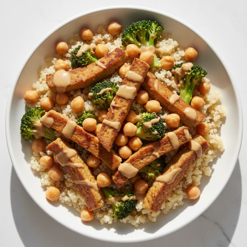 Creamy Chickpea and Seitan Stir Fry with Quinoa