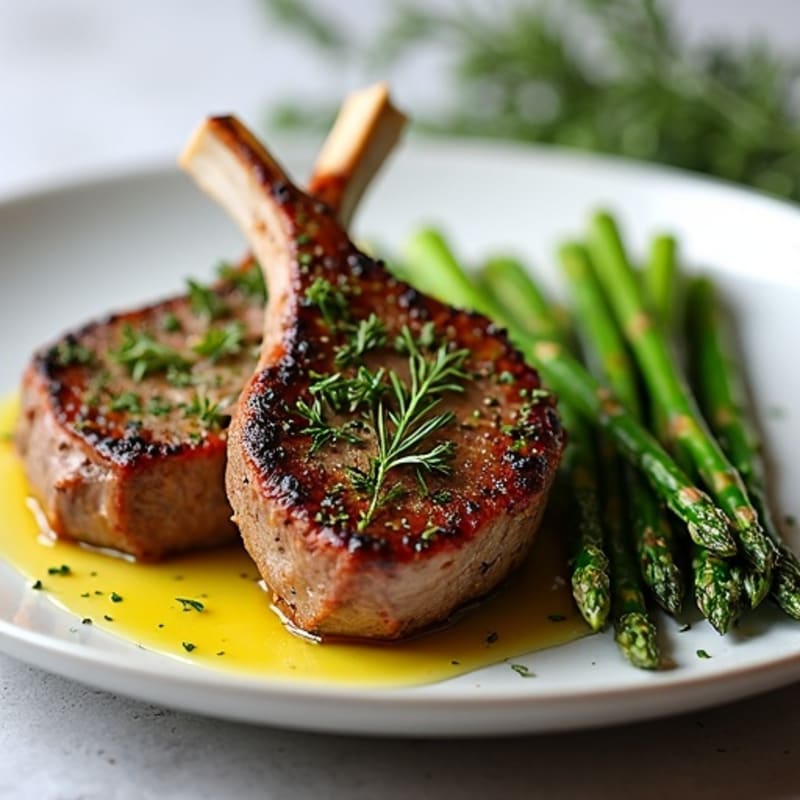 Herb-Crusted Lamb Chops with Roasted Asparagus