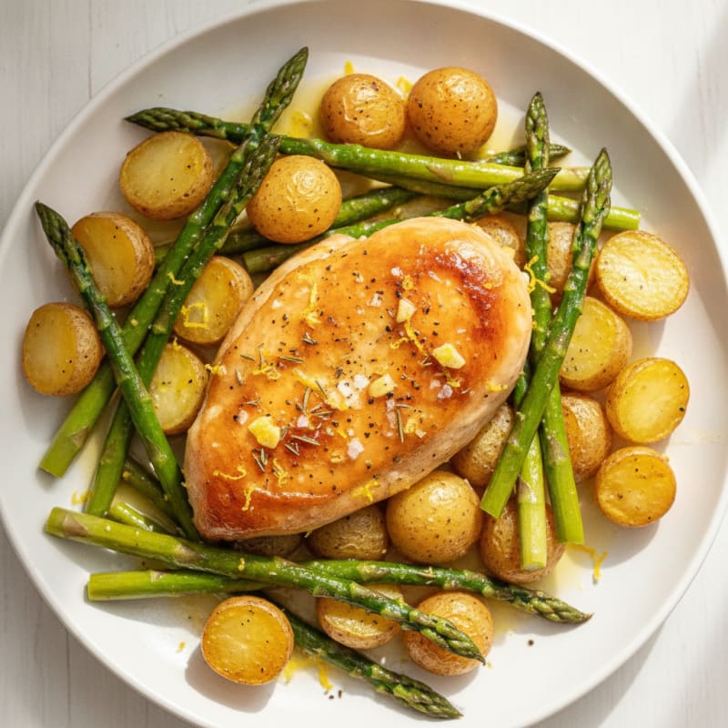 Lemon Herb Roasted Chicken with Asparagus