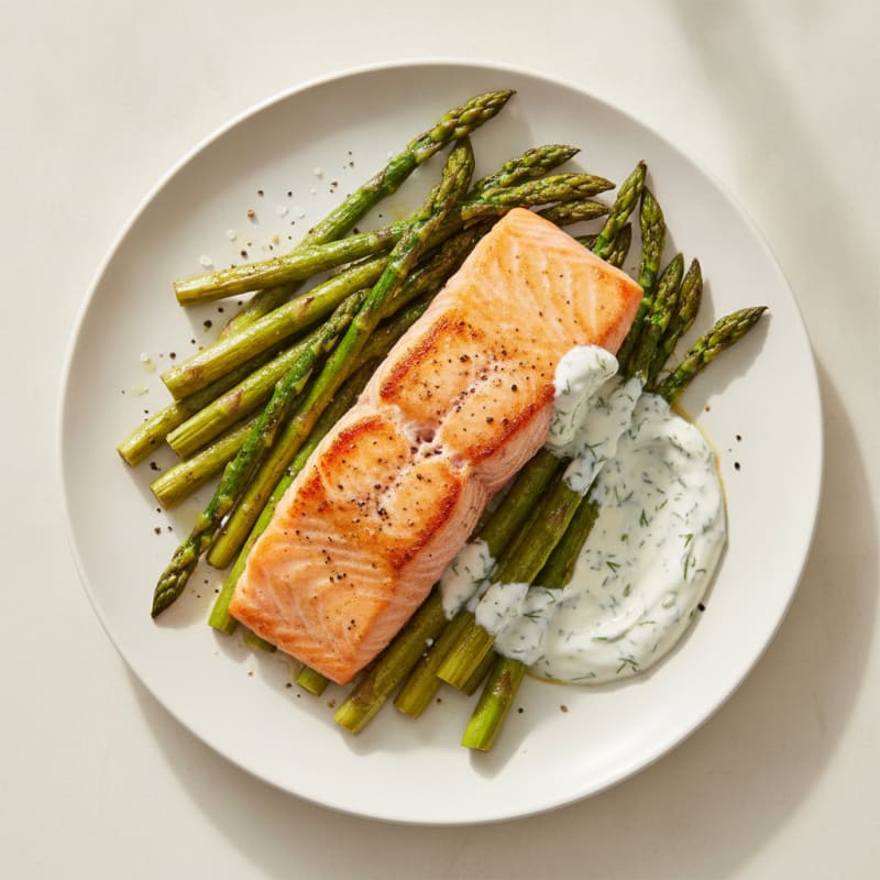 Pan-Seared Salmon with Roasted Asparagus
