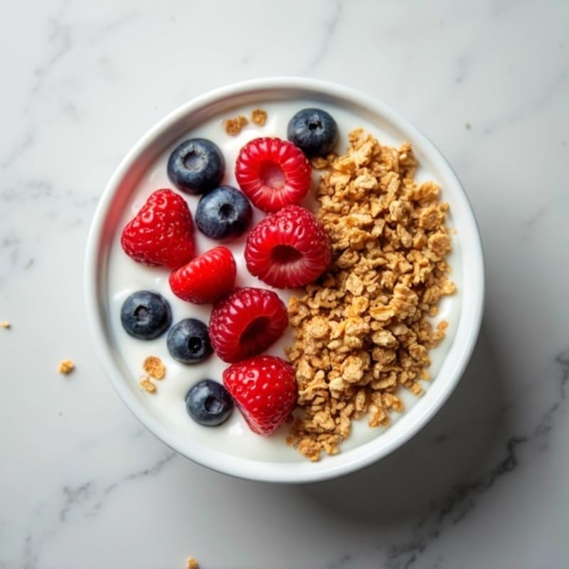 Creamy Greek Yogurt Bowl with Fresh Berries and Crunchy Granola