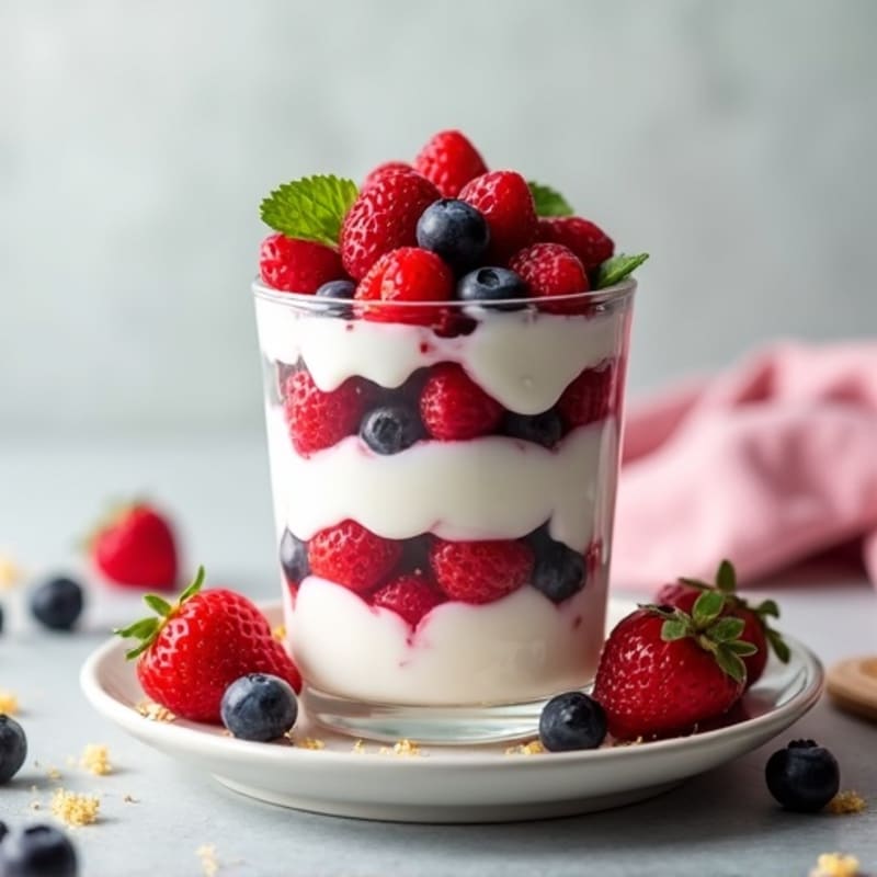 Greek Yogurt Protein Parfait with Mixed Berries