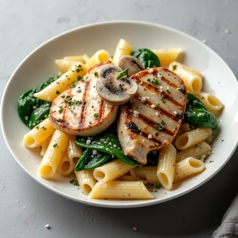 Creamy Garlic-Truffle Mushroom Protein Pasta