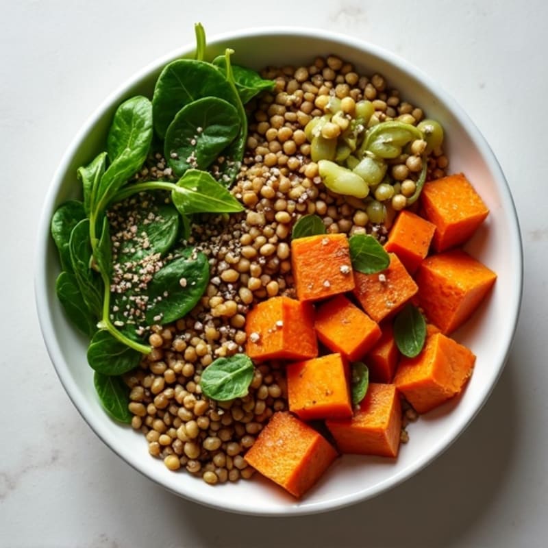 Spiced Lentil Sweet Potato Bowl