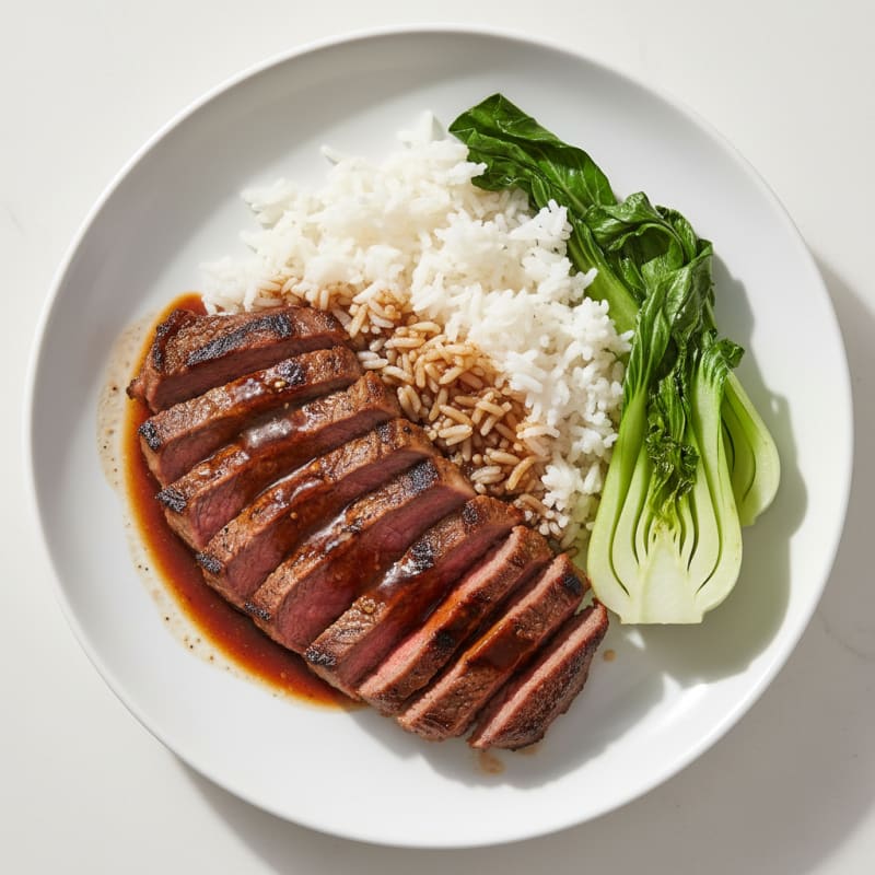 Ginger Soy Grilled Steak with Steamed Jasmine Rice