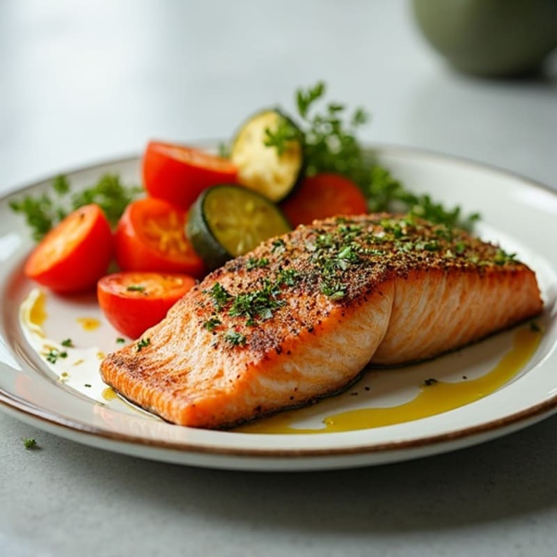 Herb-Crusted Baked Salmon with Roasted Vegetables