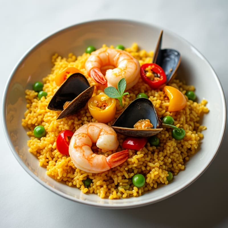 Saffron-Scented Seafood Rice Bowl