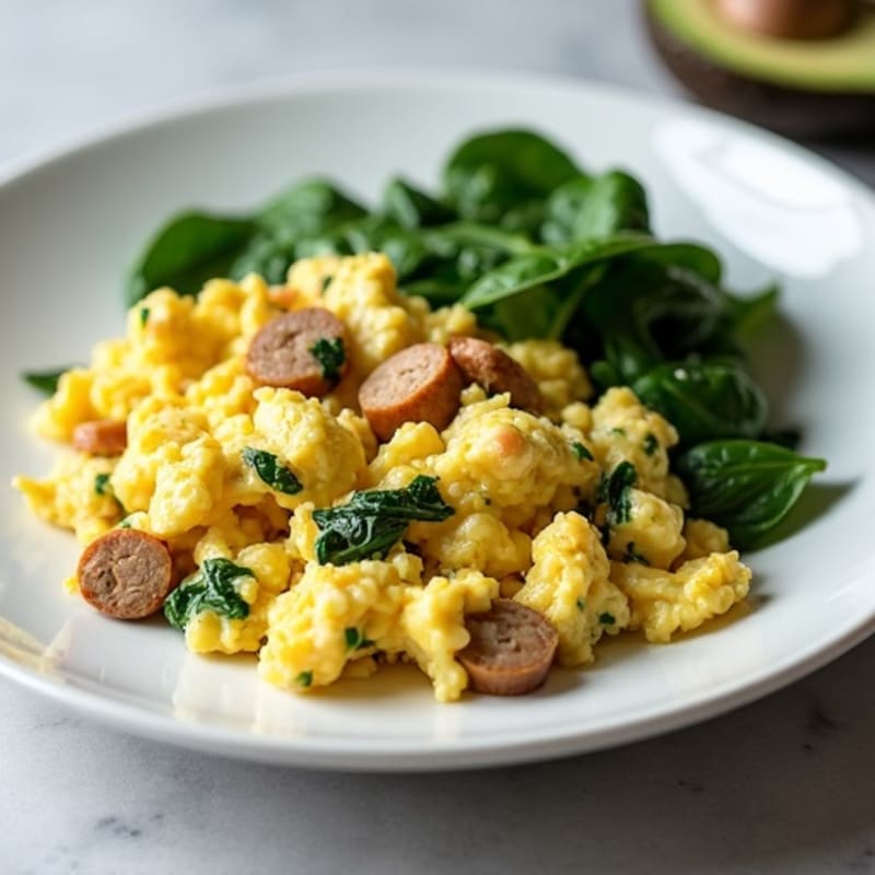 Egg White Scramble with Spinach and Turkey Sausage