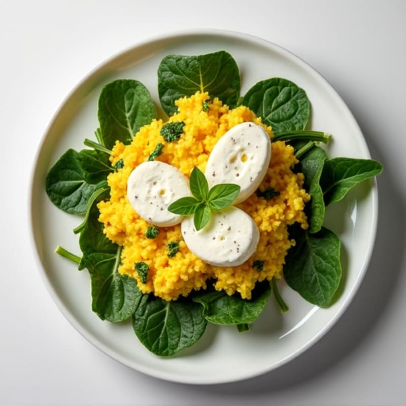 Egg White and Spinach Scramble with Cottage Cheese