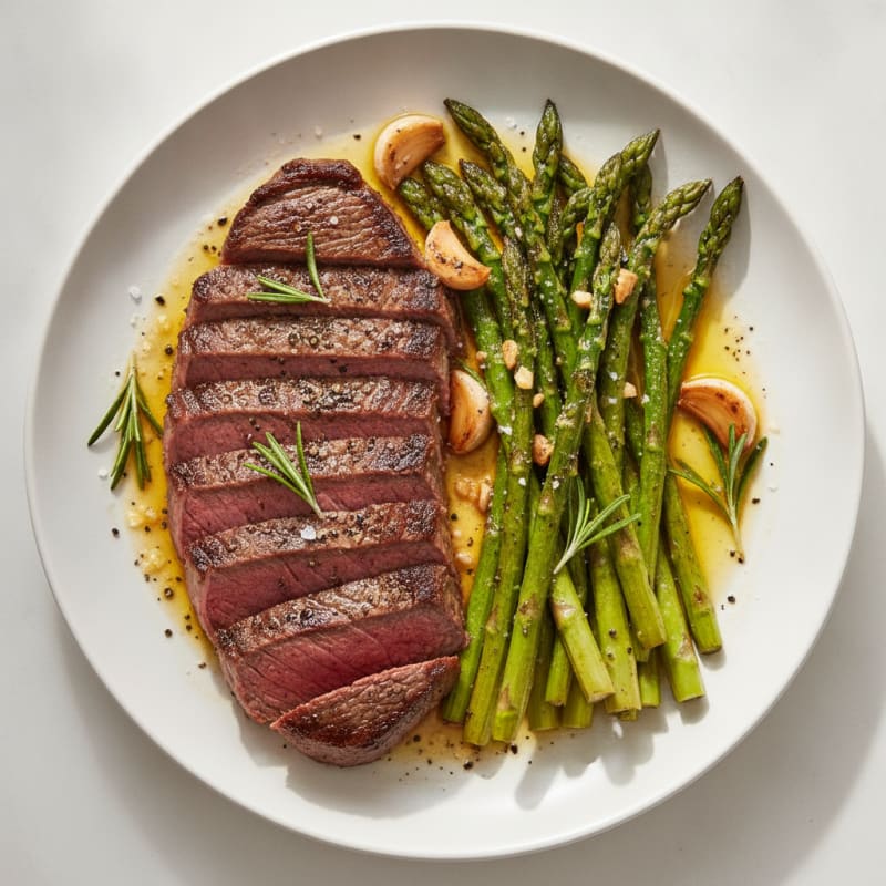 Pan-Seared Steak with Roasted Asparagus