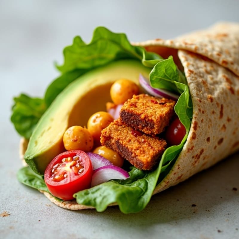 Crispy Chickpea and Avocado Whole Grain Wrap