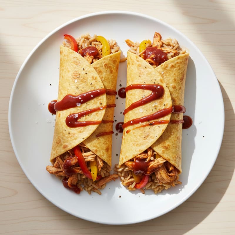 BBQ Chicken and Pepper Rice Wraps