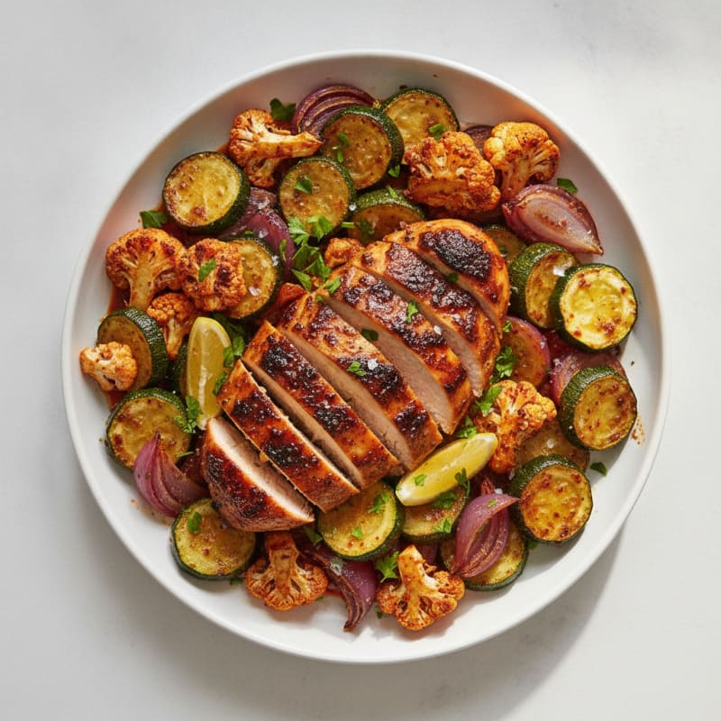 Spicy Harissa Chicken with Roasted Vegetables