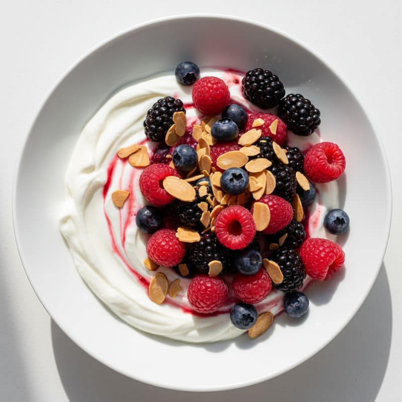 Greek Yogurt Protein Bowl with Mixed Berries and Almonds