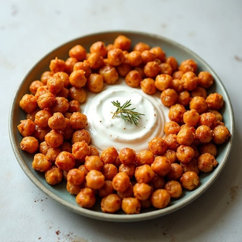 Crispy Roasted Chickpeas with Smoky Paprika and Greek Yogurt Dip