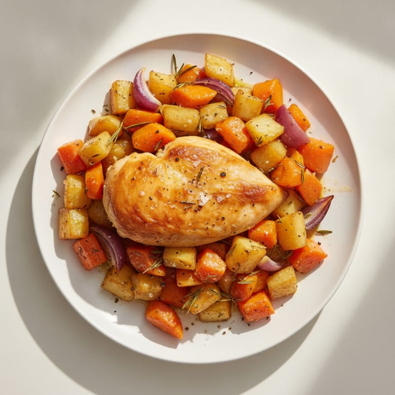 Garlic Herb Roasted Chicken with Root Vegetables