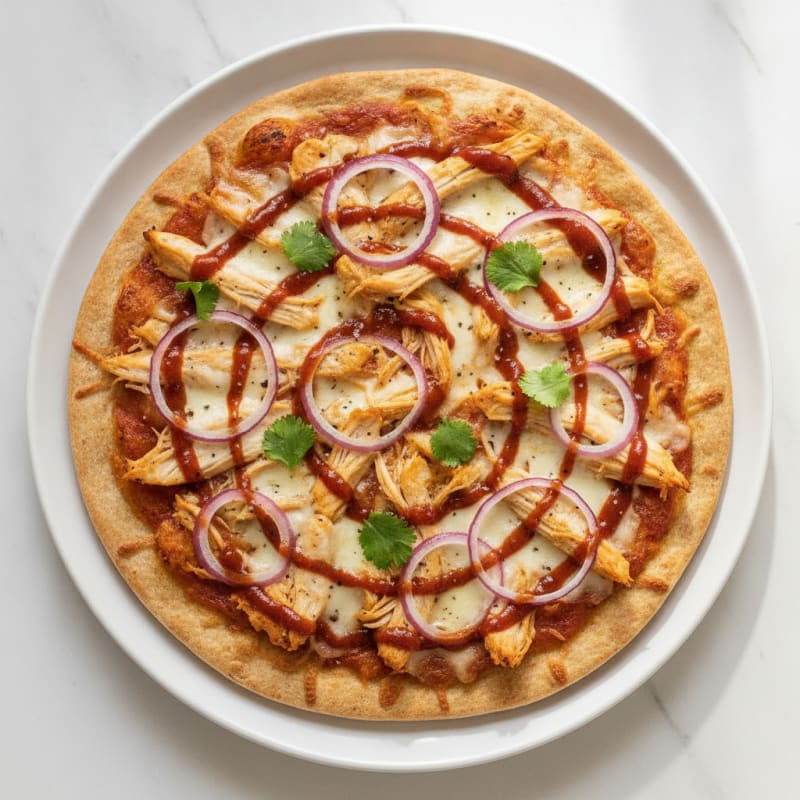 High-Protein BBQ Chicken Pizza with Red Onion
