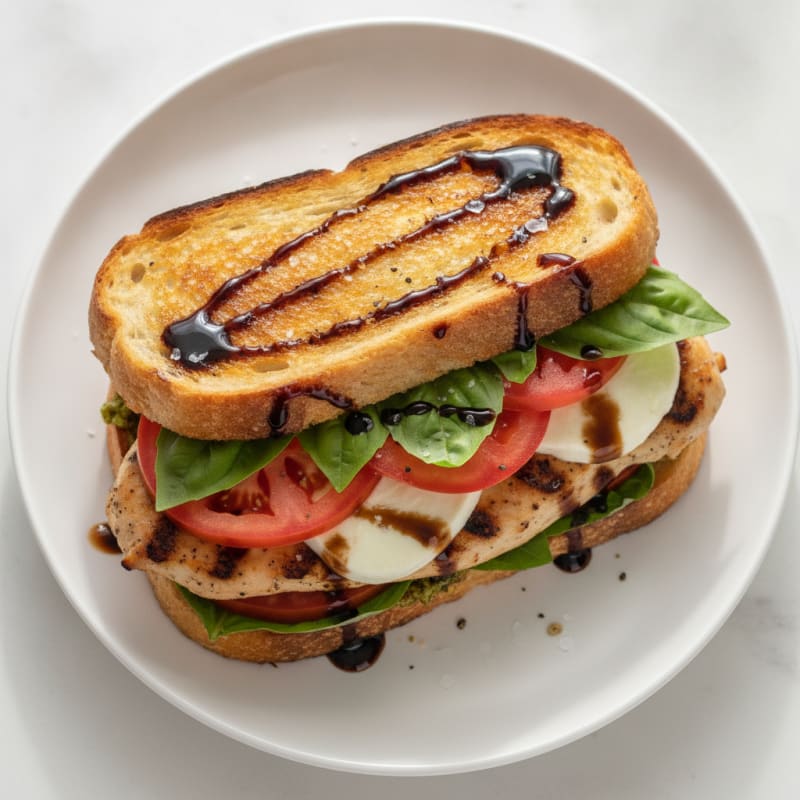 Grilled Caprese Chicken Sandwich with Balsamic Glaze