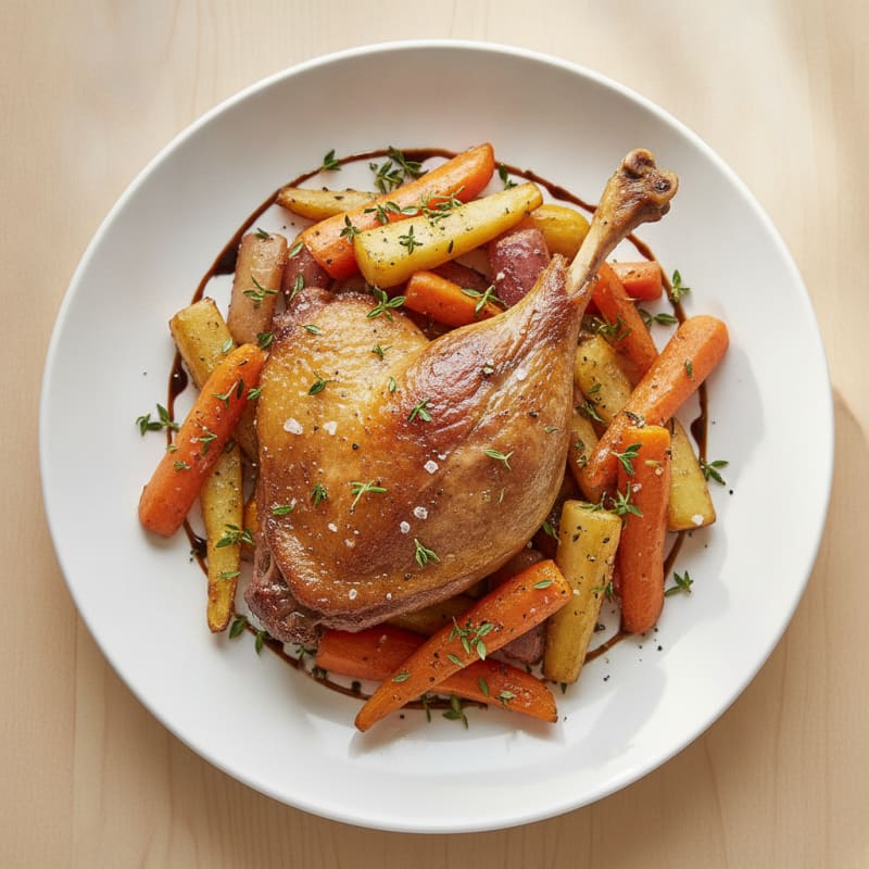 Duck Confit with Roasted Root Vegetables