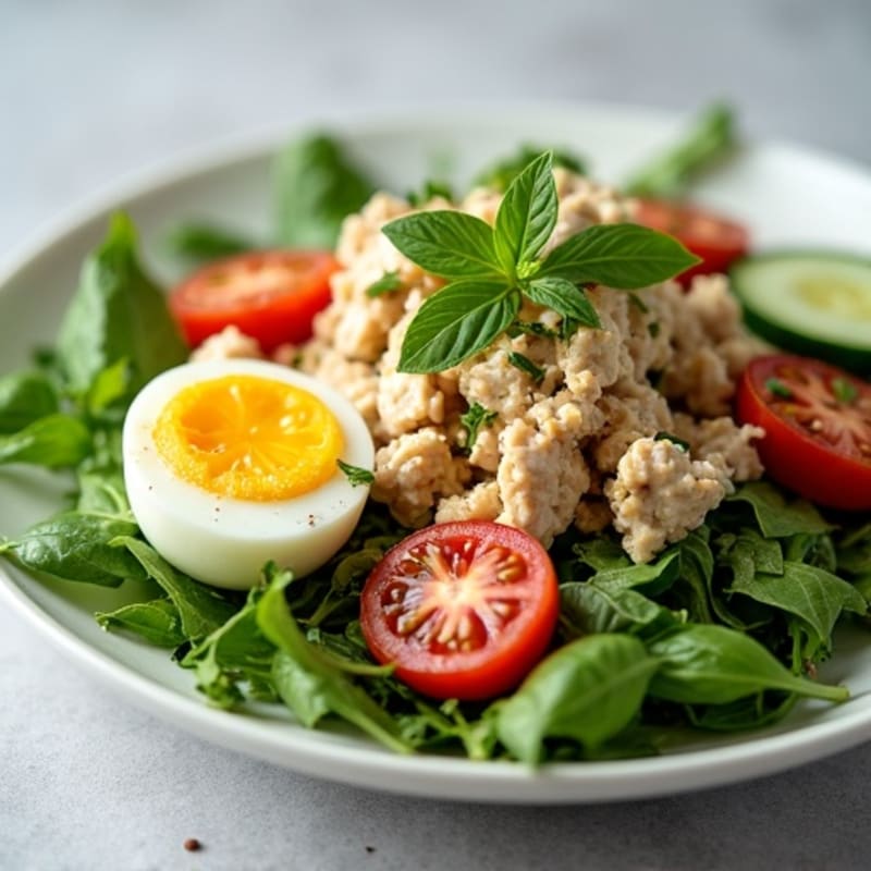 Fresh Herb Tuna Salad with Crisp Greens and Cherry Tomatoes