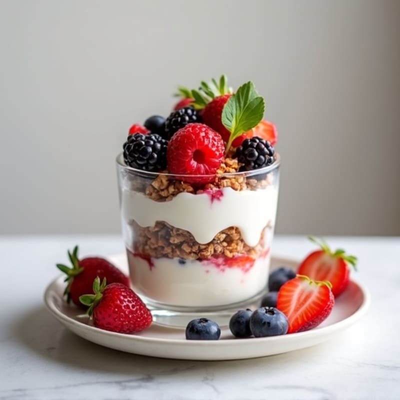 Greek Yogurt Protein Parfait with Mixed Berries