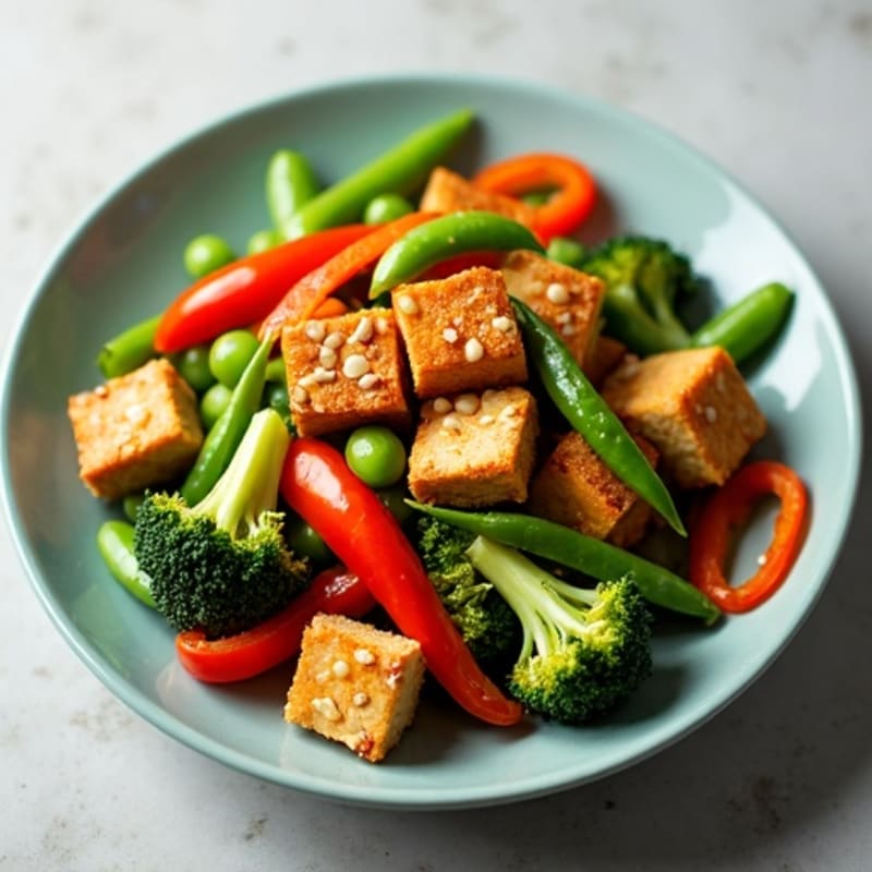 Crispy Sesame Tofu Stir-Fry with Fresh Vegetables