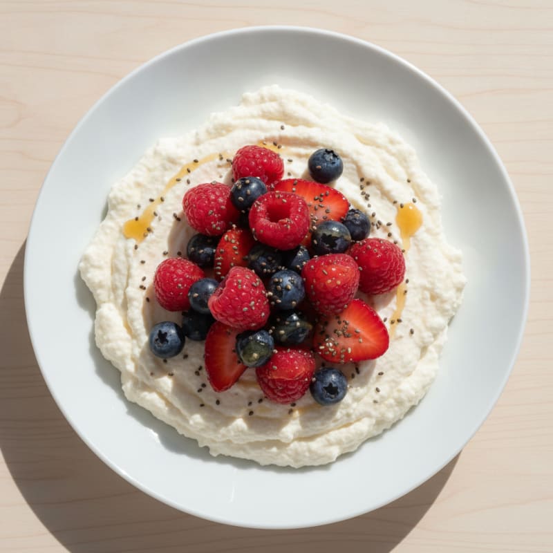 Silky Cottage Cheese Protein Pudding with Mixed Berries