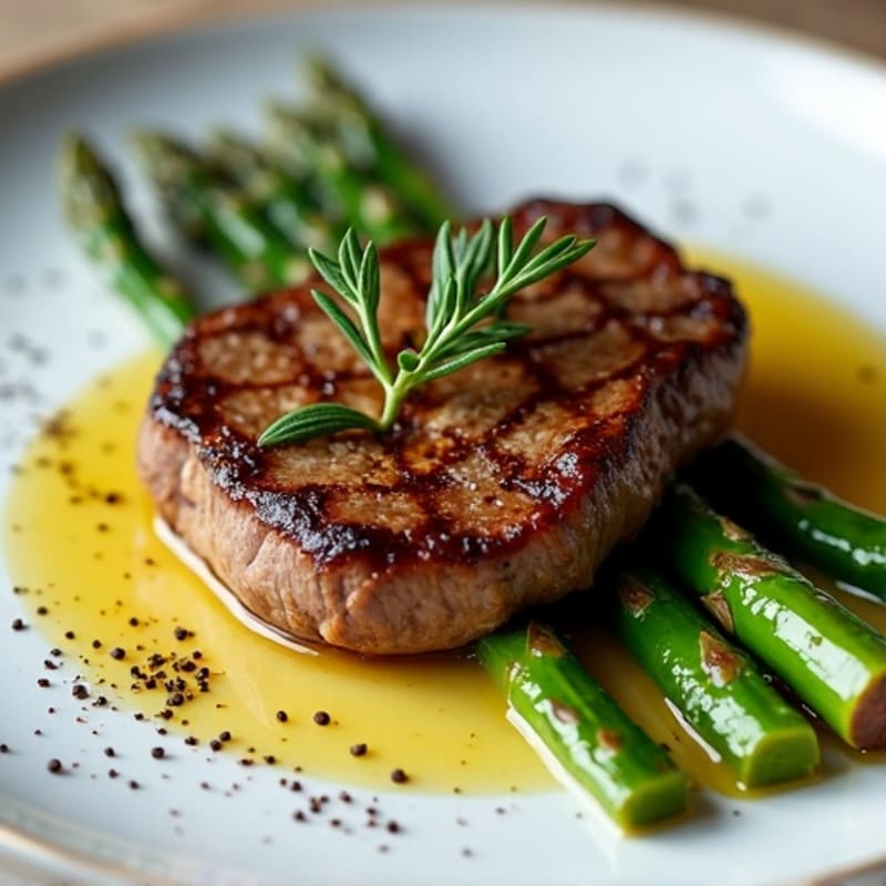 Pan-Seared Steak with Roasted Asparagus