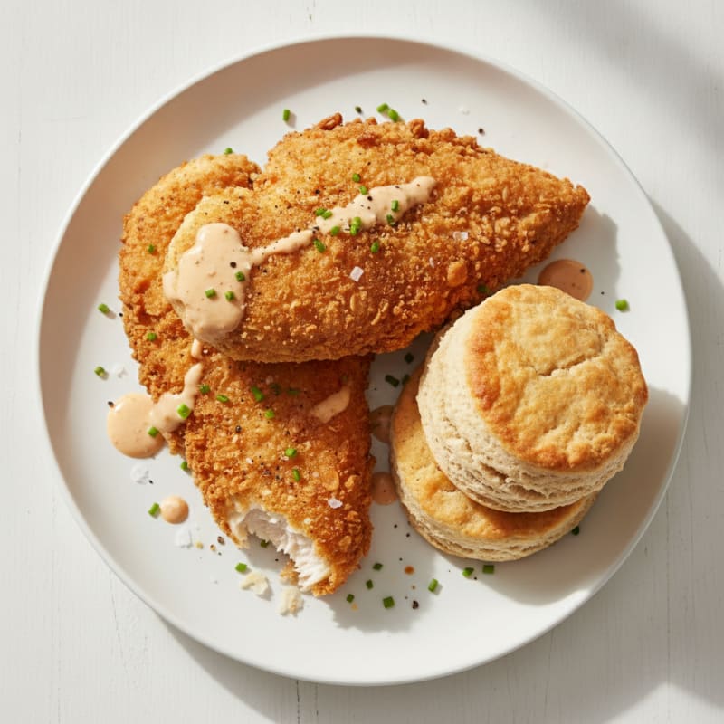 Buttermilk Fried Chicken with Fluffy Biscuits